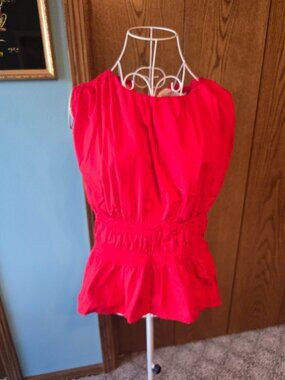 Calvin Klein Jeans Tomato Red Ruched Blouse – Size M